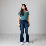 Pepe Jeans – Georgina PG5000033-558 – Top azul con hombros descubiertos de algodón y elastano - Niña