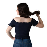 Pepe Jeans – Georgina PG5000033-595 – Top azul con hombros descubiertos de algodón y elastano - Niña