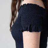 Pepe Jeans – Georgina PG5000033-595 – Top azul con hombros descubiertos de algodón y elastano - Niña