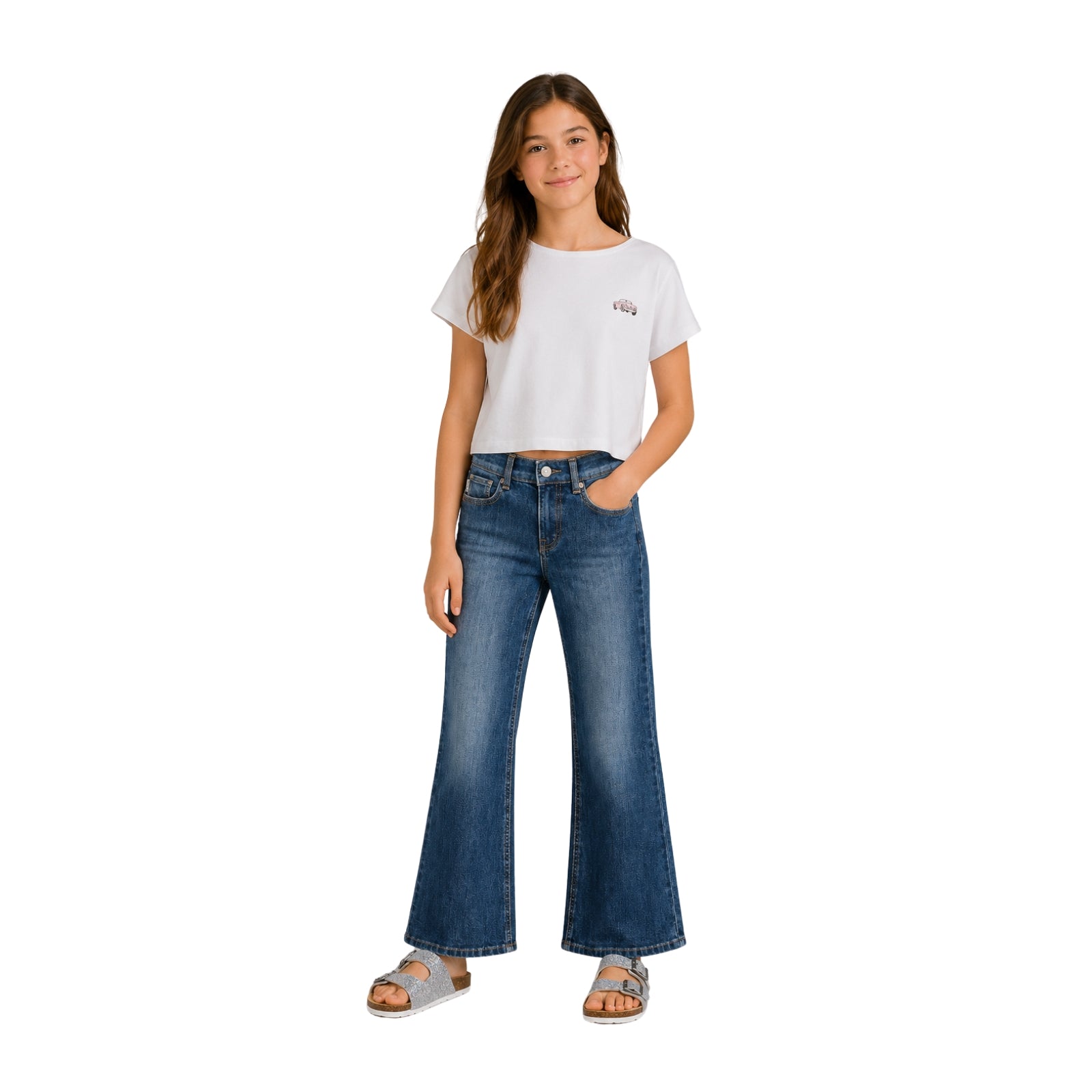Camiseta blanca Pepe Jeans niña Galya de algodón original Konestilochic