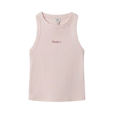 Pepe Jeans – Giselle PG5000053-305 – Top rosa sin mangas de canalé con logo estampado - Niña