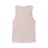 Pepe Jeans – Giselle PG5000053-305 – Top rosa sin mangas de canalé con logo estampado - Niña