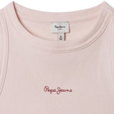 Pepe Jeans – Giselle PG5000053-305 – Top rosa sin mangas de canalé con logo estampado - Niña