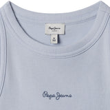 Pepe Jeans – Giselle PG5000053-513 – Top azul sin mangas de canalé con logo estampado - Niña