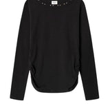 Pepe Jeans - Lully PG5000065-999 - Camiseta negra de manga larga 100% algodón con drapeado lateral - Niña