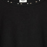 Pepe Jeans - Lully PG5000065-999 - Camiseta negra de manga larga 100% algodón con drapeado lateral - Niña