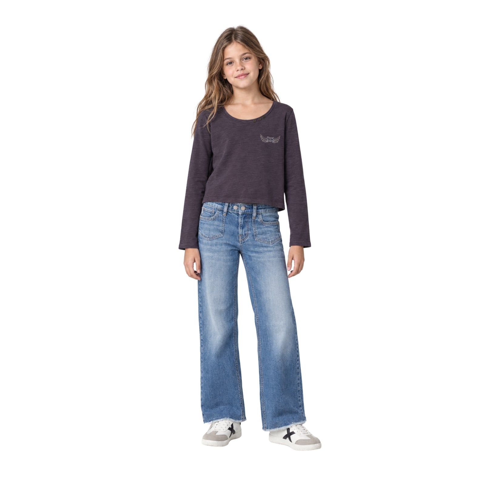 Camiseta gris manga larga niña Luana | Pepe Jeans | Konestilochic
