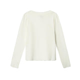 Pepe Jeans - Lila PG5000078-808 - Camiseta acanalada color crudo de manga larga y cuello redondo - Niña