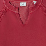 Pepe Jeans – Gabelle PG5800020-264 – Sudadera roja de cuello redondo con encajes - Niña