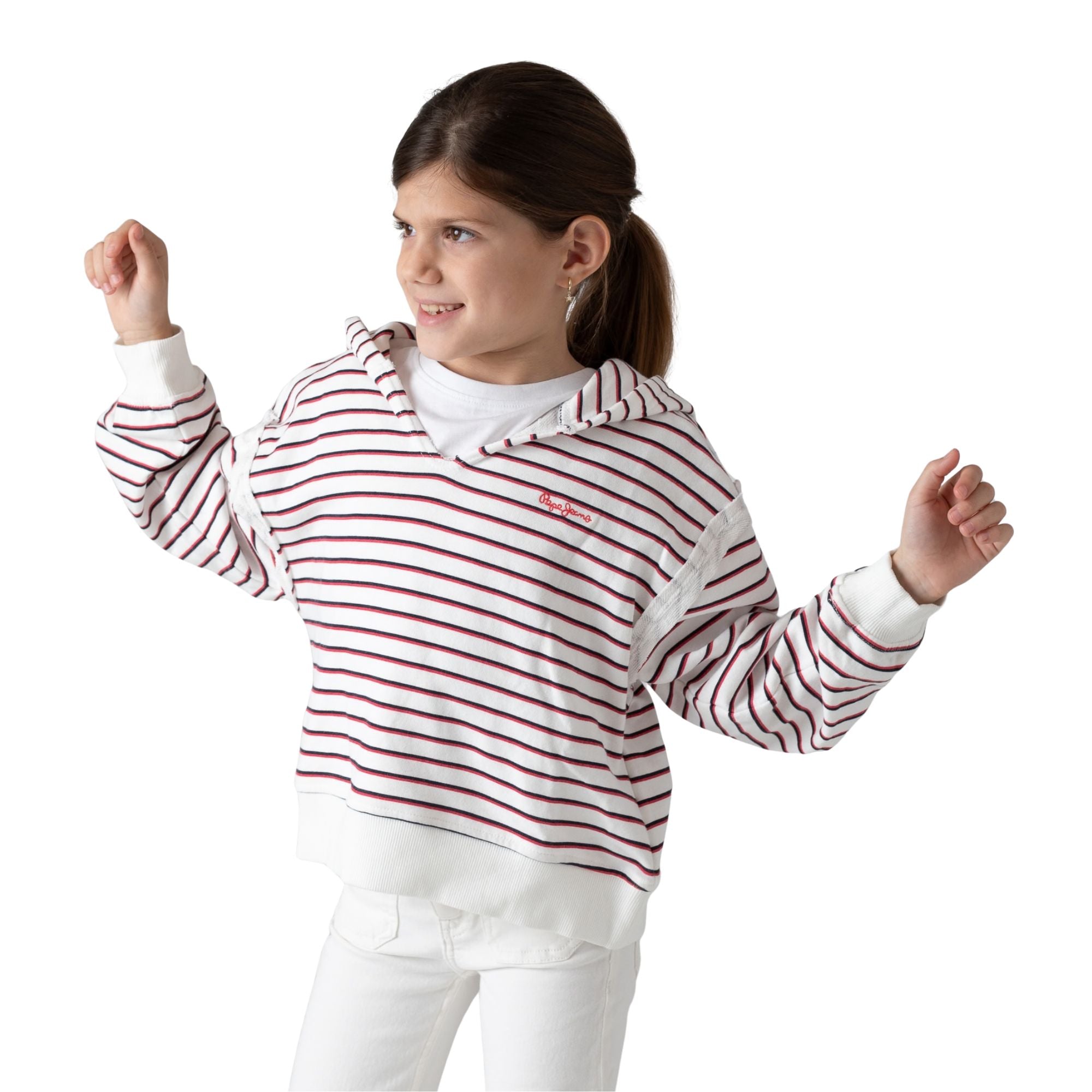 Sudadera blanca rayas Gardenia niña Pepe Jeans Konestilochic