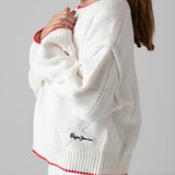 Pepe Jeans – Florence PG7000020-808 – Jersey blanco de rombos 100% algodón con bordado en la espalda - Niña