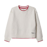 Pepe Jeans – Florence PG7000020-808 – Jersey blanco de rombos 100% algodón con bordado en la espalda - Niña