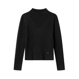 Pepe Jeans - Marla PG7000042-999 - Jersey negro de canalé con cuello Perkins - Niña