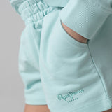 Pepe Jeans – Gab PG8000002-508 – Shorts azules de felpa 100% algodón con logo estampado - Niña