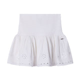 Pepe Jeans – Holly PG9000015-808 – Falda corta blanca de algodón y lino con detalles calados - Niña