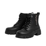 Pepe Jeans - Lilli PGS500012-999 - Botas negras de media caña con estilo militar y detalles en strass - Niña