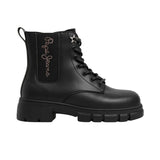 Pepe Jeans - Lilli PGS500012-999 - Botas negras de media caña con estilo militar y detalles en strass - Niña