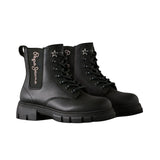 Pepe Jeans - Lilli PGS500012-999 - Botas negras de media caña con estilo militar y detalles en strass - Niña