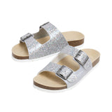 Pepe Jeans - PGS80007-934 – Sandalias plateadas anatómicas con purpurina - Niña