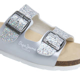 Pepe Jeans - PGS80007-934 – Sandalias plateadas anatómicas con purpurina - Niña