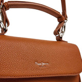 Pepe Jeans – Ambra Script PL0300112869 – Bolso bandolera marrón de efecto piel con solapa (22x8x15,5 cm)