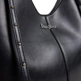 Pepe Jeans – Teleri PL0300167999 – Bolso tote negro con cierre magnético, doble asa y remaches decorativos (9×32×38 cm)