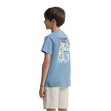 Silbon - S263020402525 – Camiseta azul de manga corta 100% algodón con dibujo en la espalda - Niño