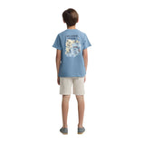 Silbon - S263020402525 – Camiseta azul de manga corta 100% algodón con dibujo en la espalda - Niño