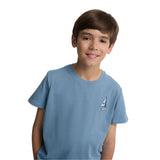 Silbon - S263020402525 – Camiseta azul de manga corta 100% algodón con dibujo en la espalda - Niño