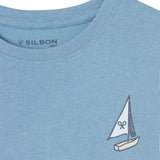 Silbon - S263020402525 – Camiseta azul de manga corta 100% algodón con dibujo en la espalda - Niño