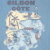 Silbon - S263020402525 – Camiseta azul de manga corta 100% algodón con dibujo en la espalda - Niño