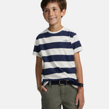 Silbon - S263020402526 – Camiseta de manga corta con estampado de rayas anchas - Niño
