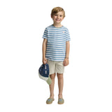 Silbon - S263020402540 – Camiseta 100% algodón de corte regular con estampado de rayas azules - Niño