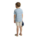 Silbon - S263020402540 – Camiseta 100% algodón de corte regular con estampado de rayas azules - Niño