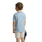 Silbon - S263020402540 – Camiseta 100% algodón de corte regular con estampado de rayas azules - Niño