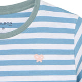 Silbon - S263020402540 – Camiseta 100% algodón de corte regular con estampado de rayas azules - Niño