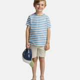 Silbon - S263020402540 – Camiseta 100% algodón de corte regular con estampado de rayas azules - Niño