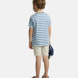 Silbon - S263020402540 – Camiseta 100% algodón de corte regular con estampado de rayas azules - Niño