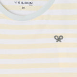 Silbon - S263020404542 – Camiseta 100% algodón de corte regular con estampado de rayas amarillas - Niño
