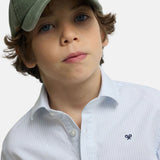 Silbon – S263020502573 – Camisa polera de rayas azules 100% algodón BCI con logo bordado - Niño