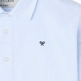 Silbon – S263020502573 – Camisa polera de rayas azules 100% algodón BCI con logo bordado - Niño