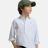 Silbon – S263020502573 – Camisa polera de rayas azules 100% algodón BCI con logo bordado - Niño