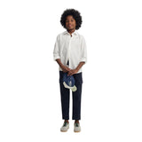 Silbon - S263020507584 – Camisa 100% lino de manga larga con estampado de rayas - Niño