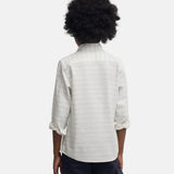 Silbon - S263020507584 – Camisa 100% lino de manga larga con estampado de rayas - Niño