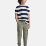 Silbon - S263020903549 – Pantalones verdes cargo de algodón con cintura ajustable - Niño