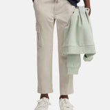 Silbon - S263020907547 – Pantalones cargo de algodón color piedra con cintura ajustable - Niño