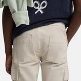 Silbon - S263020907547 – Pantalones cargo de algodón color piedra con cintura ajustable - Niño