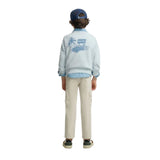 Silbon – S263021102636 – Sudadera azul 100% algodón con dibujo en la espalda y puños elásticos - Niño