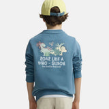 Silbon - S263021102638 – Sudadera azul 100% algodón de corte regular con dibujo en la espalda - Niño