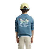 Silbon - S263021102638 – Sudadera azul 100% algodón de corte regular con dibujo en la espalda - Niño